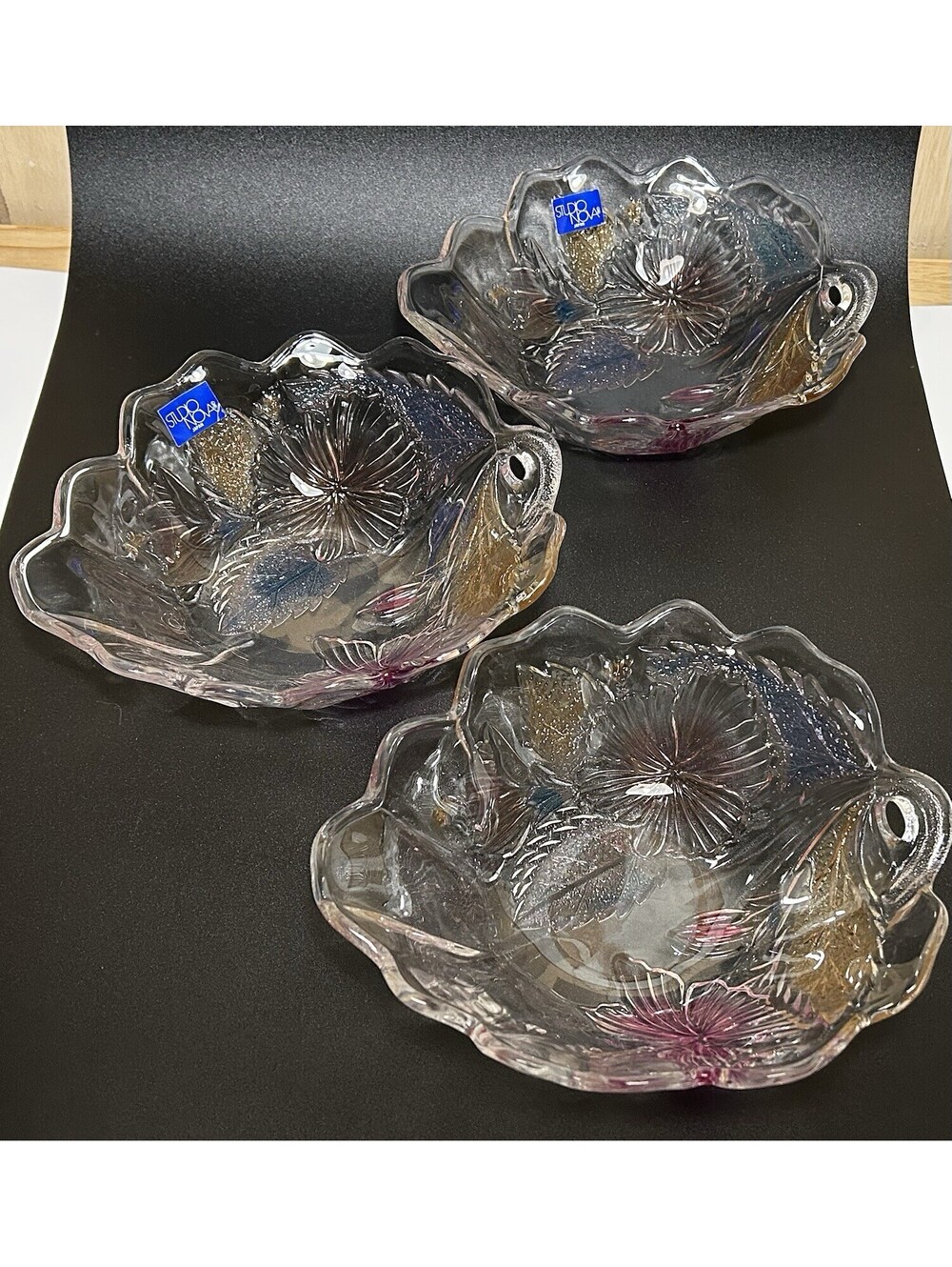 Vintage Set Of 3 Mikasa Studio Nova Hibiscus Bowls / Dishes 1980’s